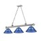 Z-Lite Cordon 3 Light Billiard, Brushed Nickel & Dark Blue 2306-3BN-ARDB - alternate 1
